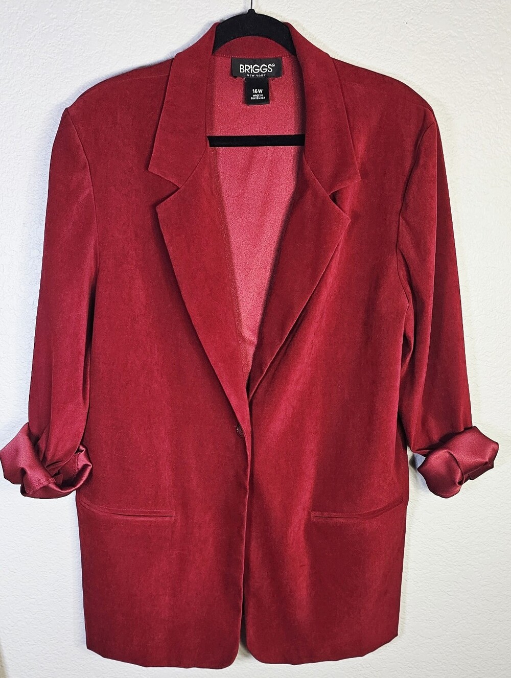 Briggs New York 16W Burgundy Red/Wine Faux Suede Blazer Jacket